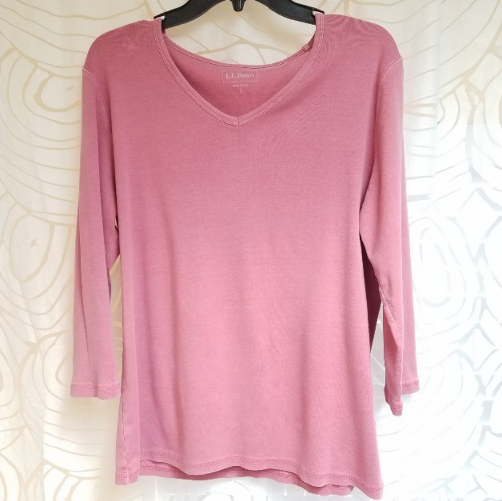 SALE | L.L. Bean Salmon Pink 3/4 Sleeve Cotton Top